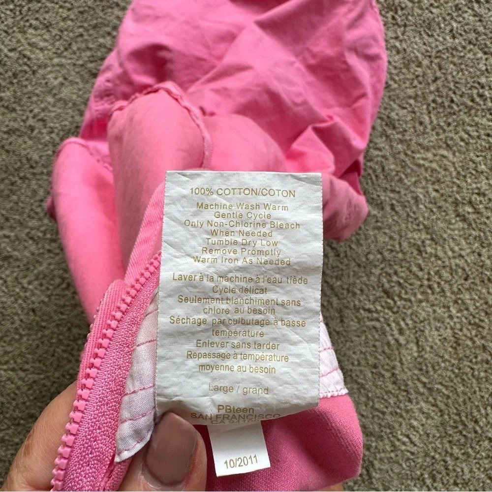 Pottery Barn Teen Pink Bean Bag Cover with embroidered Amanda Size Large